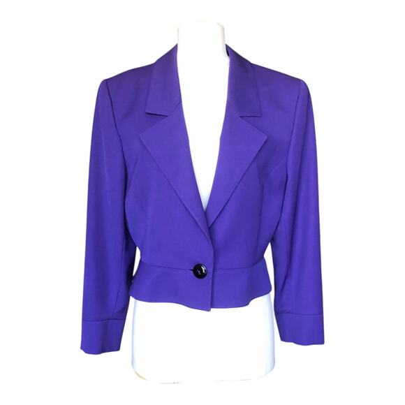 Valentino Miss V Purple Wool Blazer Jacket Long Sleeve Women’s Size 46/12 - Picture 1 of 7
